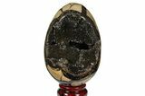 Bargain, Septarian Dragon Egg Geode - Black Crystals #120922-1